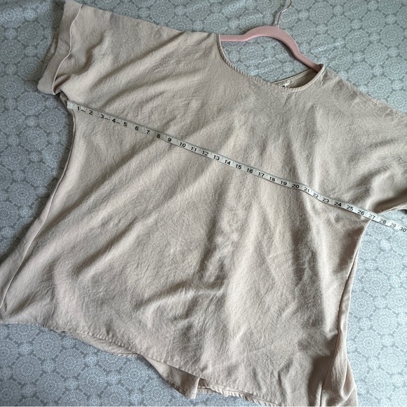 Jodifl Blush Pink Rolled Sleeve Pleated Back Blouse Oversize Small - Picture 7 of 8